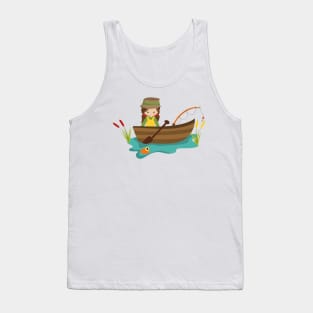 Fishing Girl, Fishing Rod, Fisherman, Brown Hair Tank Top